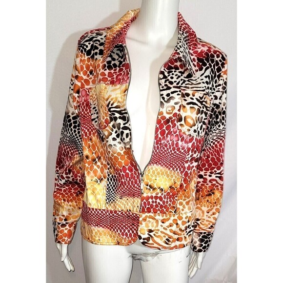 Erin London Colorful Animal Print Zip-Up Jacket - Sz M - Picture 1 of 10